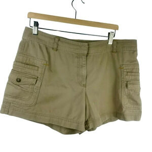 J Crew Y2K Cargo Shorts Women Size 14 Khaki Tan Low Fit Pockets Outdoors Active